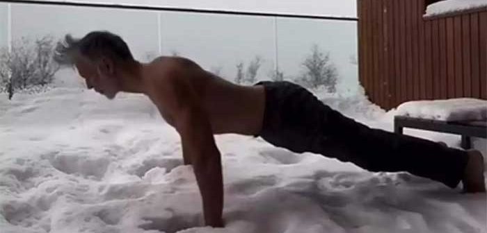 Actor Milind Soman seen doing pushups in the snow, video goes viral