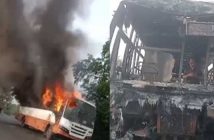 Running ST bus burnt to ashes in Akola